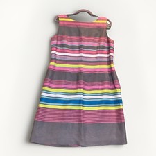 Tahari Women’s Linen Striped Pencil Sleeveless Knee Length Dress Size 14