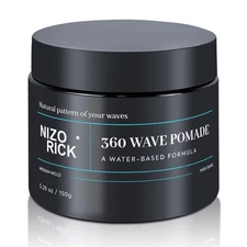 Men's 360 Wave Pomade, Hair Styling Pomade - Strong Hold & Layered Waves(150g...