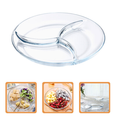 Microwave Glass Partition Compartment Serving Tray Portion Control Plate soldes