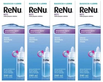 ReNu Contact Eye Lens Solution Cleaner Bausch & Lomb 4 x 240ml Multi-purpose
