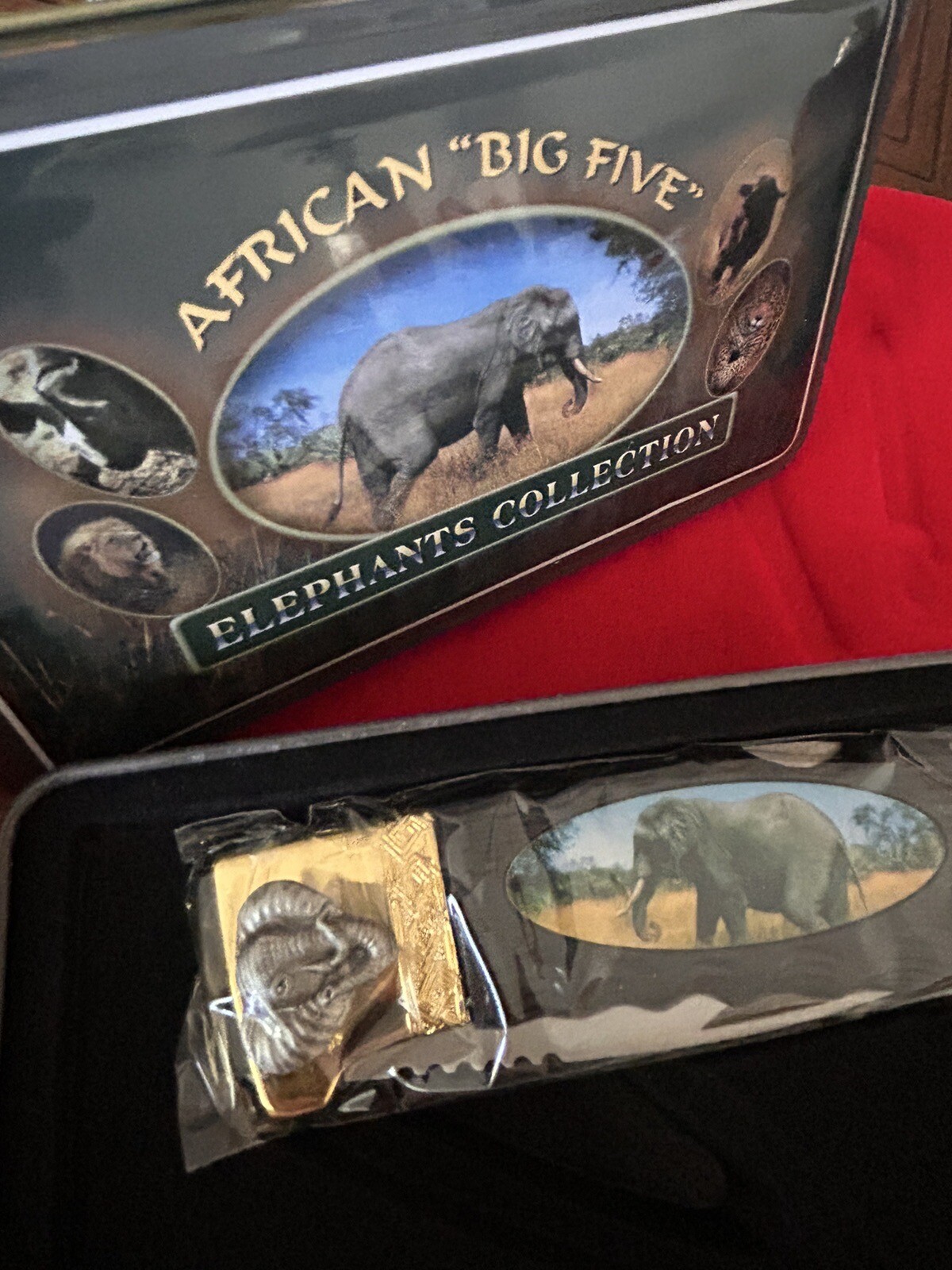 KING STONE SET OF 5 COLLECTION "AFRICAN BIG 5" KNIFE/TIN SET IN BOXES