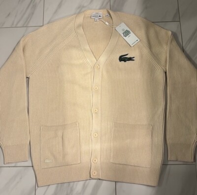 Lacoste Men's Cardigan Sweater Beige $180 Large New | eBay