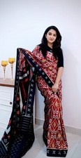 Ikat pure Odisha Sambalpuri Silk Sareefall and Pico done wit - Handmade in India