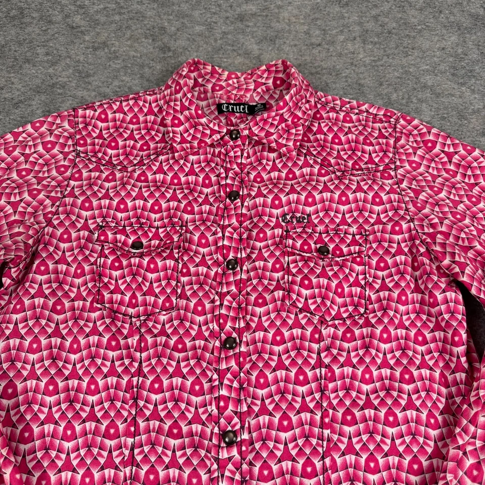 Camisa Cruel Niña Perla A Presión Manga Larga Geométrica Rosa Mujer Mediana M Foto 2 de 4