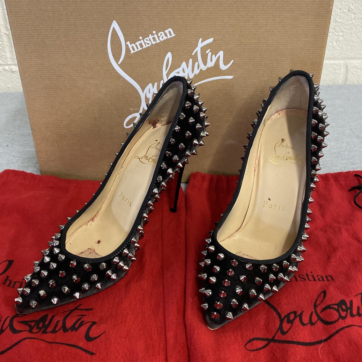 Christian Louboutin ブラック エナメル リボン　35 Chambeliss Night Strass - Derbies - Patent calf leather and