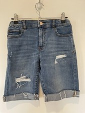 Zara Kids Denim Ripped Shorts Size 11-12 Adjustable Waist