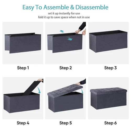 Storage Ottoman Bench Foot Rest Stool for Bedroom Entryway Living Room - Picture 38 of 90