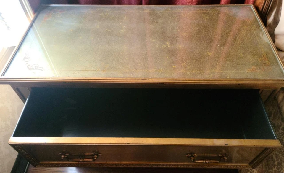 Preciosa cómoda dorada Theodore Alexander Art Deco Eglomisé - En muy buena condición - GUAU Foto 3 de 4