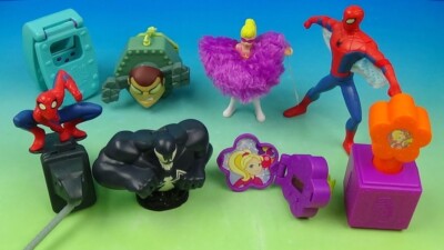 Factory Sealed Complete Lot Set of 8 Spider-Man Polly Pocket Burger King Toys