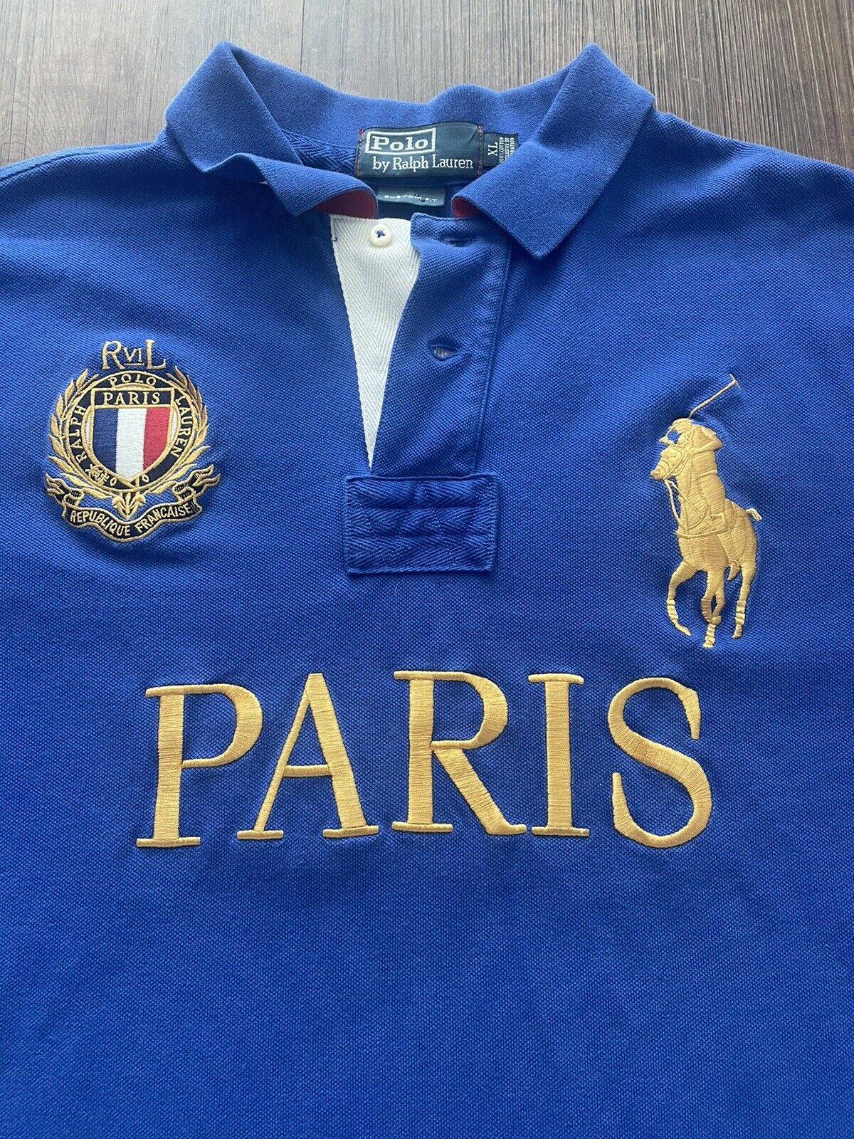 Vintage 90s Polo Ralph Lauren Big Pony & Crest Paris #5 Polo Shirt Men’s  Sz-XL