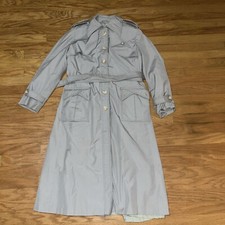 Vintage Women's Trench Coat Light Blue Size 15/16 Made In Poland Zip Out Liner