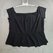 Lane Bryant Top Womens Size 22 24 Lace Wide Neck Fitted Black Work Career