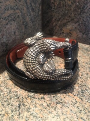 Kieselstein-Cord Sterling Alligator Buckle With Black  display picture 1