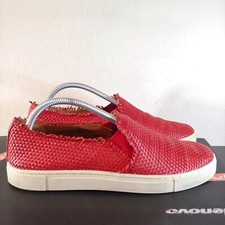 Frye Poppy Ivy Fray Woven Leather Slip-On Sneakers Red sz 9 M Women's