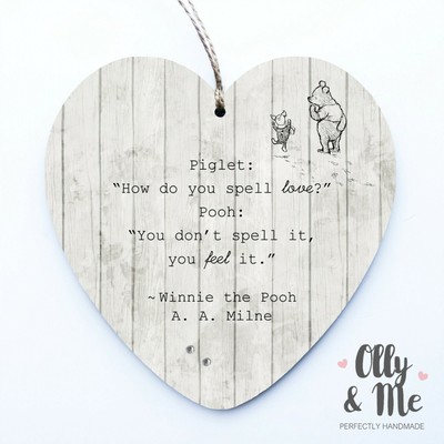 Wooden Winnie The Pooh Quote Plaque Sign Friend How Do You Spell Love Baby Gift Ebay