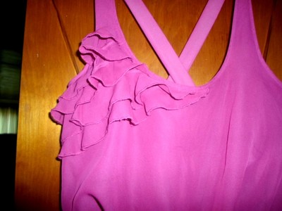 Junior's Designer Dress Kohls S Small Chiffon Ruffle X back Magenta Pink  Formal! | eBay