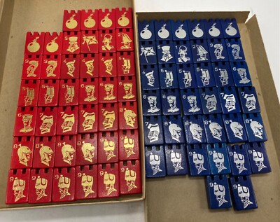 Stratego Original Wood Game Pieces 1961 BLUE & RED Wooden Replacements U CHOOSE
