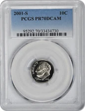 2001-S Roosevelt Dime PR70DCAM Clad PCGS