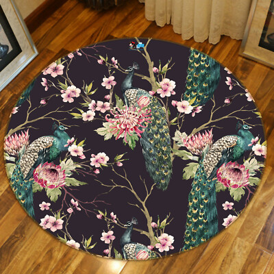 3D Peacock Flower ZHUA2059 Game Non Slip Rug Mat Photo Carpet Zoe