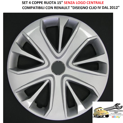 Set 4 Coppe Copricerchio Copriruota Borchie Renault Clio 2016 15