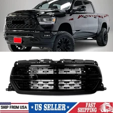 For 2019-2023 2024 RAM 1500 Big Horn New Diamond Black Front Bumper Grille Grill