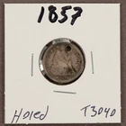 1857 10c Seated Liberty Silver Dime - Fine/VF Details - Value Coin - SKU-T3040