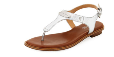 Michael Kors MK Plate Silver w Silver Hardware Leather Sandal Women's sizes  5-11 | eBay