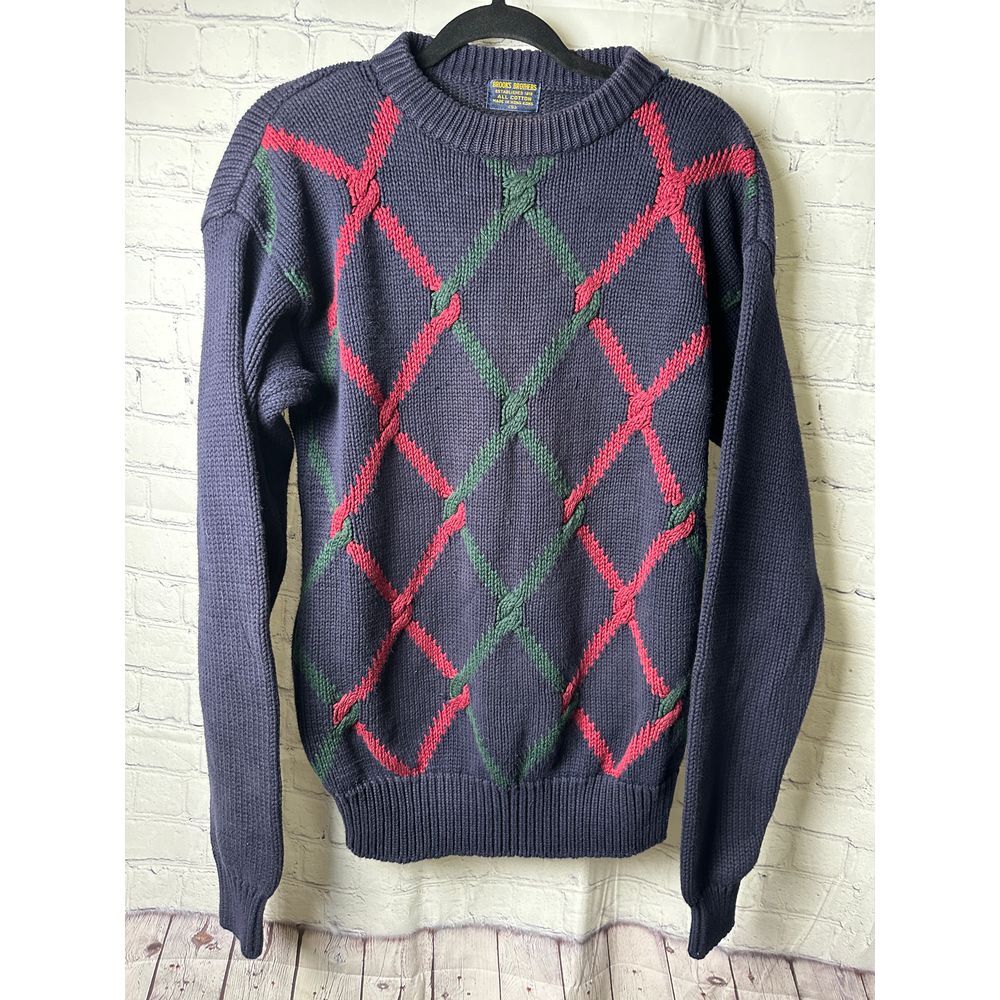 Brooks Brothers VINTAGE Navy Argyle Sweater Classic Preppy