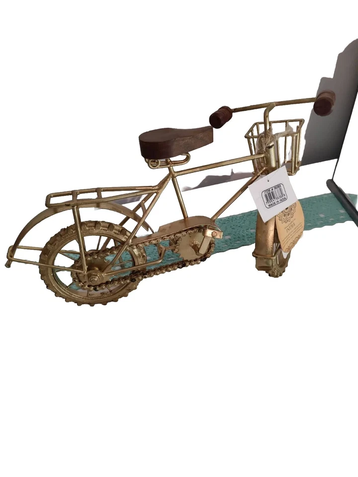 Escultura Bicicleta Vintage.Mesa o Estante.Acero y Madera 13 1/2" Hecha a Mano Nueva Foto 2 de 4
