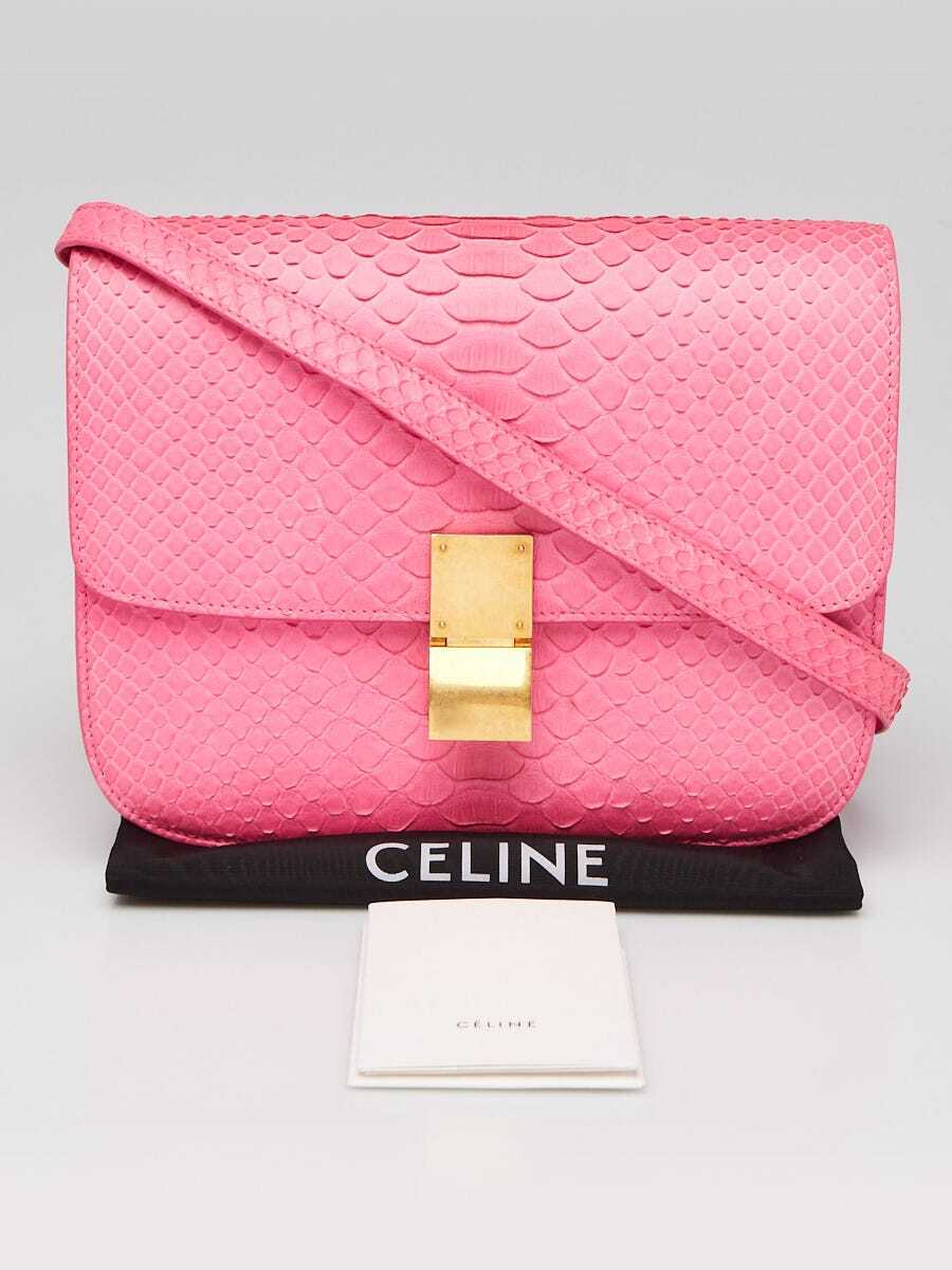 Celine Pink Python Medium Classic Box Flap Bag - image 11