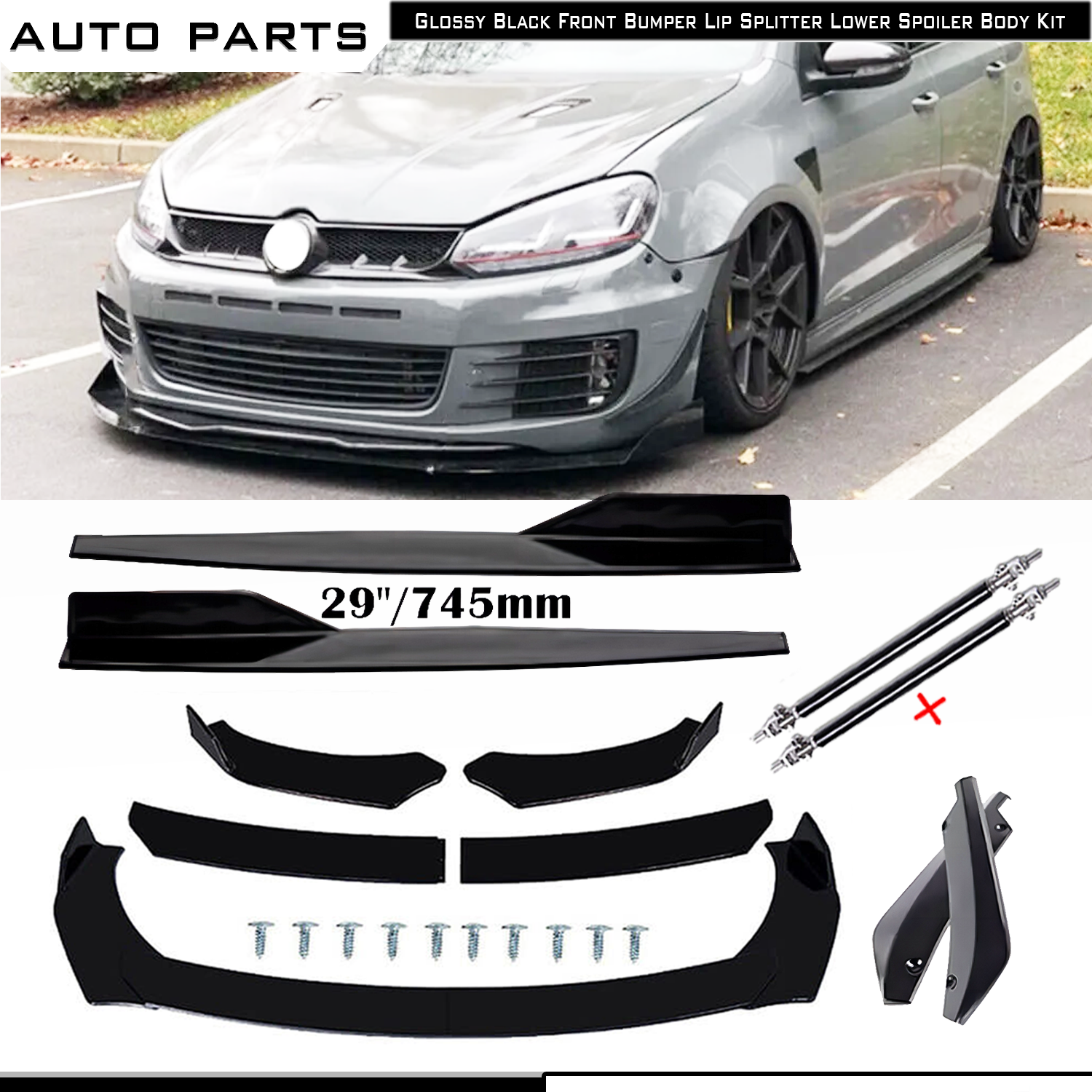 Volvo V40 S40 S60 Front Rear Bumper Lip Spoiler Side Skirt Body Kit