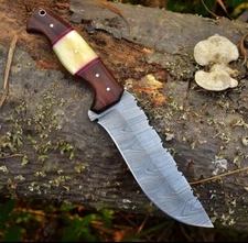 Damascus Knife Hunting Knive Fixed Blade Tactical Sharp Skinner