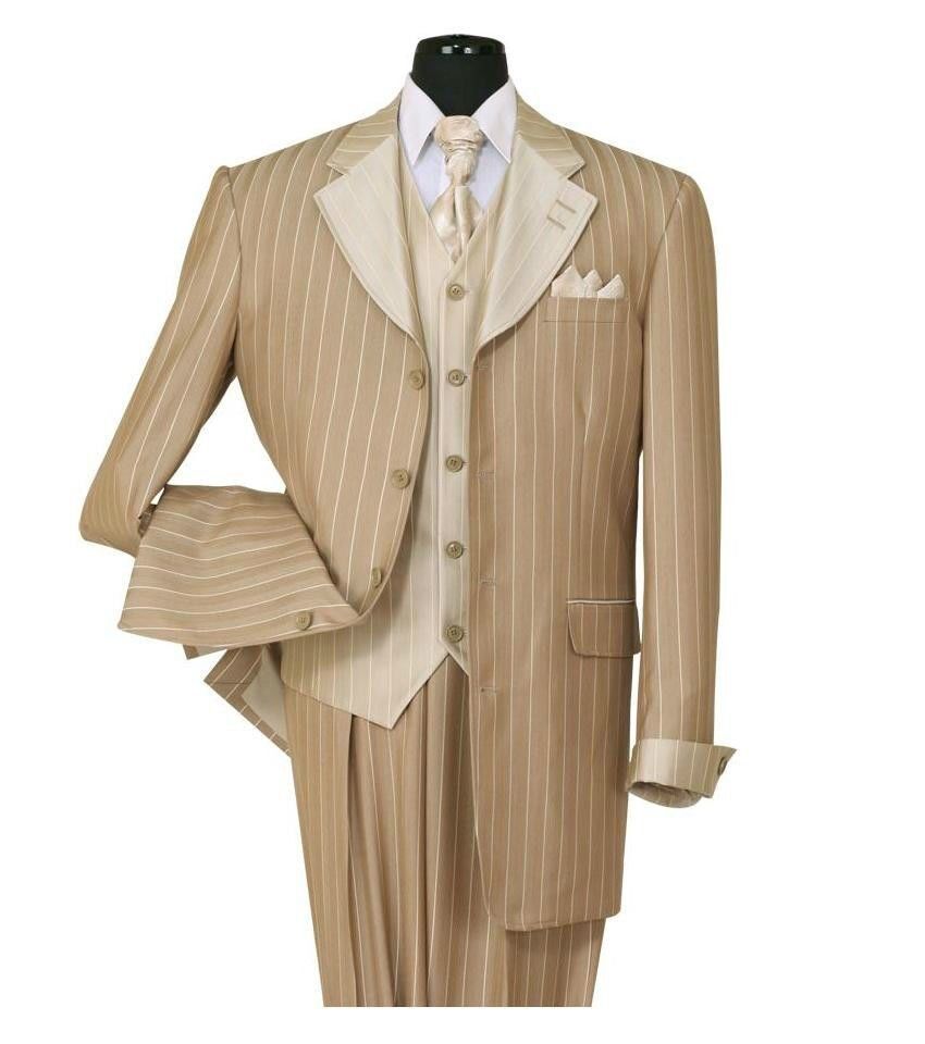 Men's 3 piece Luxurious Classic Gangster Pinstripe Suit Wool Feel 2911v ...