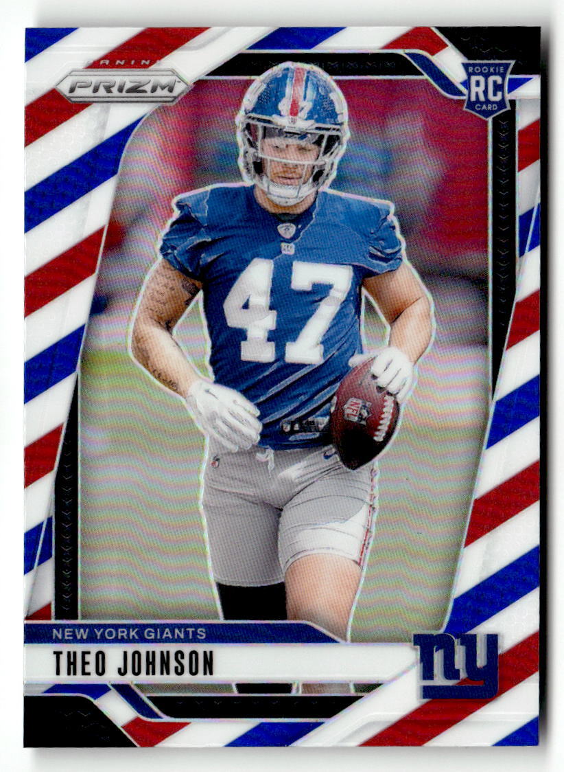 2024 Panini Prizm #390 Theo Johnson Red White Blue Prizm