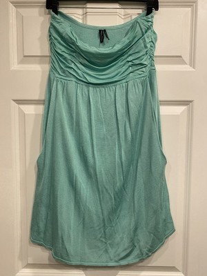 GUESS by Marciano Emerald Green Strapless Dress Ruched Bodice Women's Medium M