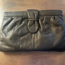 Vintage Clutch Leather Purse With Straps - Crown Hock