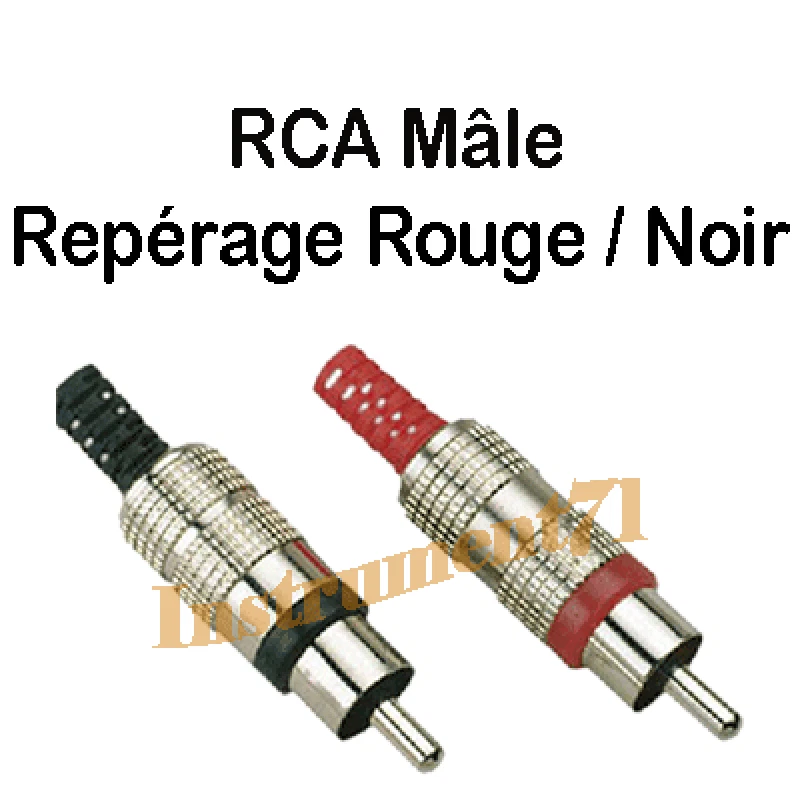 2 Fiches RCA Mâles 2 Couleurs de Repérage Capot Métallique Connections à Souder - Photo 1/1