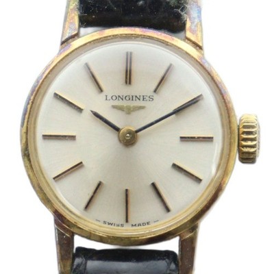 Longines 17469338 Watch Manual Wind Gold Leather Strap Timepiece Genuine