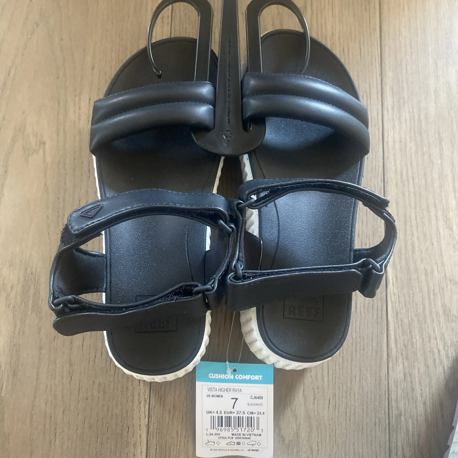 Reef Vista Higher Raya Black White Women's 9 Cushion Comfort Beach Resort Vacay