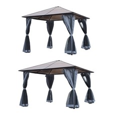 Outsunny Pavillon Gartenpavillon mit Seitenteilen PC Dach 3x4m Alu