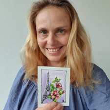 Eiffel Tower Paris Floral Art French Romantic Wall Decor Painting ACEO 2