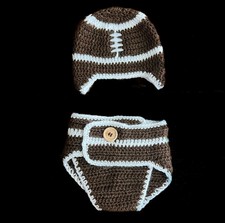 Baby Crochet Knit Football Outfit Diper Sz 0-6 Months NWT Photo Shoot So Dorable