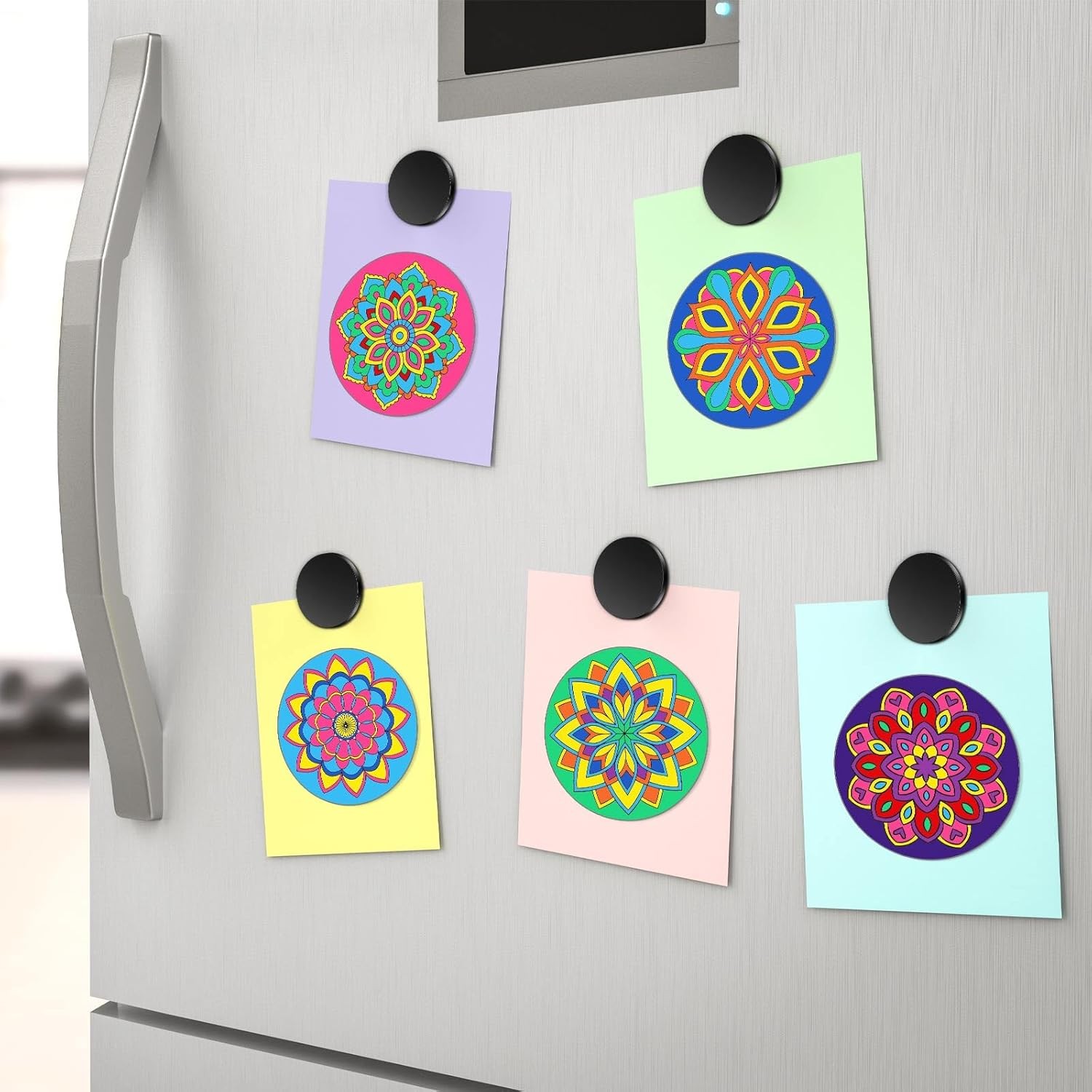 Relaxweex 50 Sets Magnetic Mandala Craft Painting Kits DIY Fridge multicolor 