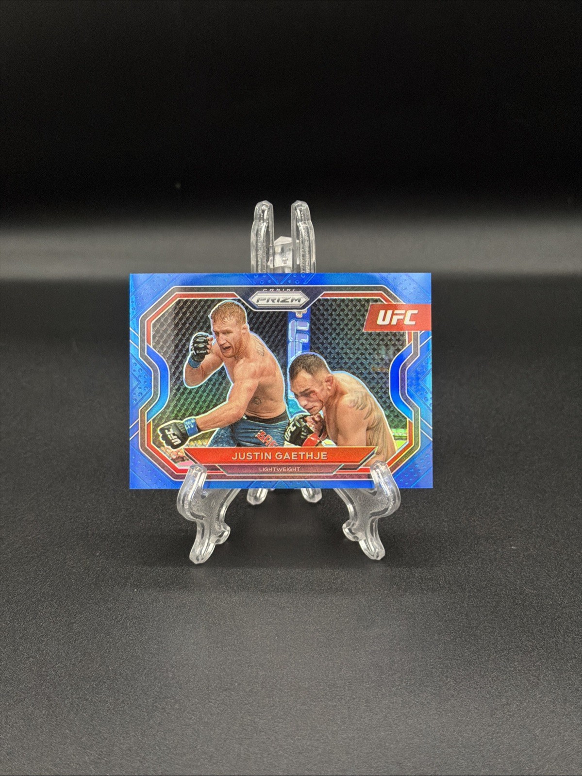 Justin Gaethje 2021 Panini Prizm UFC Blue Refractor Card 124/199 #141