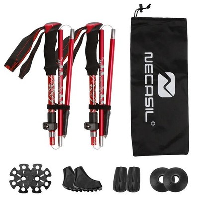 2PCS Foldable Trekking Poles Ultralight Telescopic Hiking Sticks.