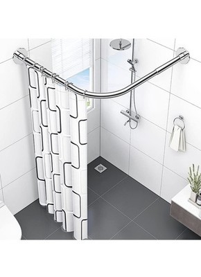 mosegor Duschvorhangstange L-Form Duschvorhangstange ausziehbar Eckdusche