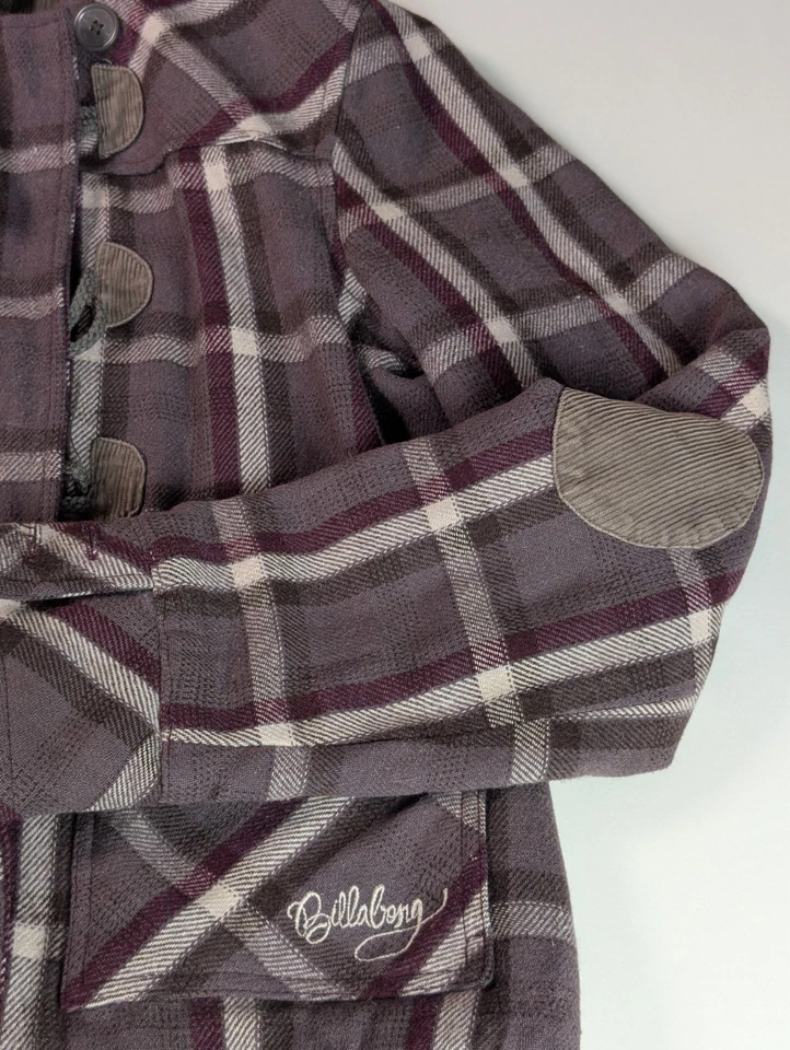 Chaqueta vintage Billabong para mujer con capucha a cuadros - talla pequeña - franela Foto 3 de 4