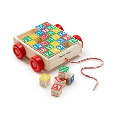 Melissa  Doug Classic ABC 123 Alphabet Wooden Block Cart 30 Wood Blocks 428607