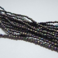100 Beads - Fire Polished Faceted 2mm Matte Purple Iris - Czech Glass