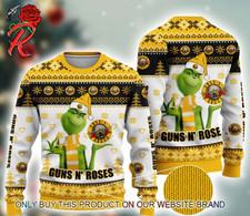 Guns And Roses Grinch Stole The Logo Yellow Ugly Christmas Sweater